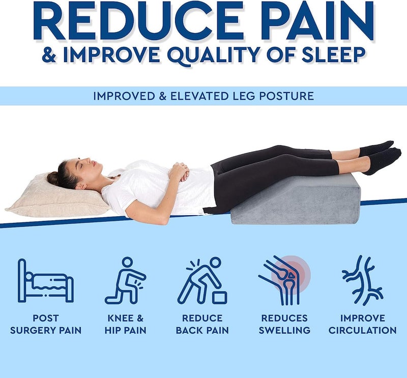 AllSett Health Leg Elevation Pillow - Memory Foam Leg Elevating Pillow | Leg Rest Wedge - Leg Pillow Elevation Blood Circulation | Relieves and Recovers Foot & Ankle Injuries | Foot Elevation Pillows for Swelling - Image 2